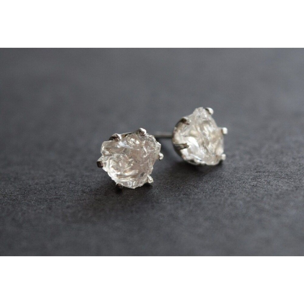 Raw Diamond Earrings, Rough Diamond Earring, Natural Diamond Earring, Wedding Ea